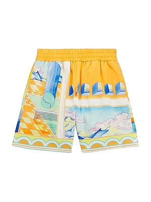Little Boy's & Boy's Tile Print Shorts