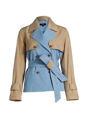 Mixed Media Crop Trench Coat