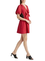 Bow-Front Puff-Sleeve Minidress