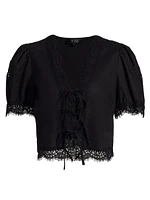 Lace-Trim Puff-Sleeve Shirt