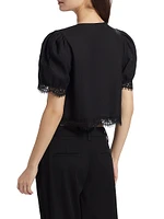 Lace-Trim Puff-Sleeve Shirt