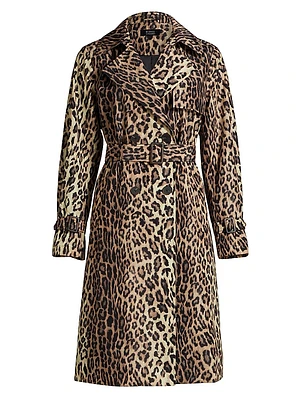 Leopard Belted Trench Coat