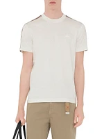Check Shoulder Cotton T-Shirt