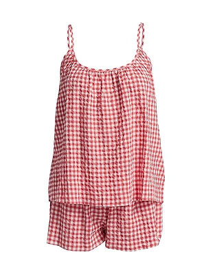 Gingham Seersucker Cami Boxer Pajamas