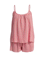 Gingham Seersucker Cami Boxer Pajamas