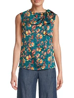 Everyday Tropics Sleeveless Tie Blouse