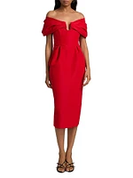 Off-The-Shoulder Silk Cocktail Dress