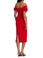 Off-The-Shoulder Silk Cocktail Dress