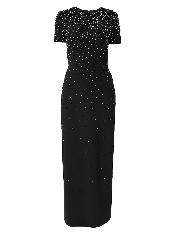 Crystal-Embellished Bow-Detailed Column Gown