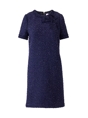 Bow Sequin-Embellished Tweed Minidress