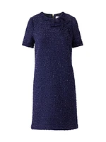 Bow Sequin-Embellished Tweed Minidress