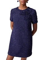 Bow Sequin-Embellished Tweed Minidress