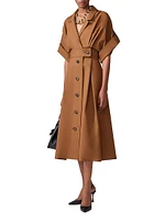 Stretch-Cotton Wide-Sleeve Midi-Shirtdress