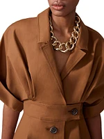 Stretch-Cotton Wide-Sleeve Midi-Shirtdress