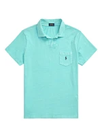 Cotton-Linen Johnny Collar Polo Shirt