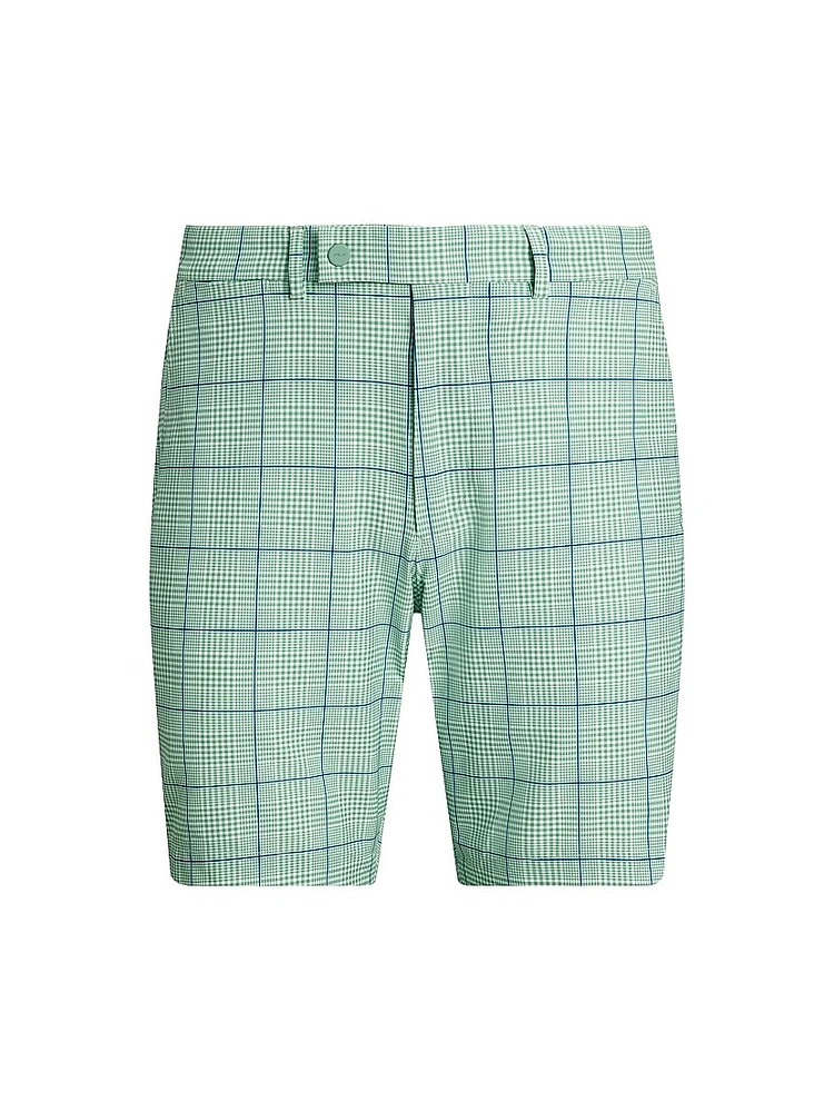 Glen Plaid Tailored Stretch Twill Shorts