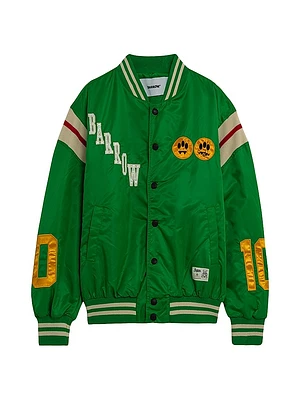 Logo Patch Satin Bomber Jacket