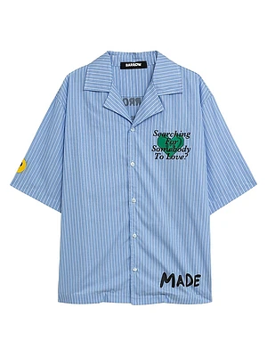 Popeline Graphic Cotton Camp Shirt