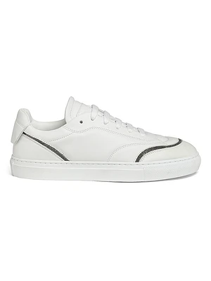 Monili-Trimmed Leather Low-Top Sneakers