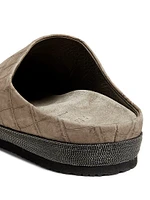 Crocodile-Embossed Suede Slippers