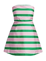 Beatrix Striped Linen-Cotton Strapless Minidress