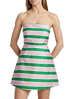 Beatrix Striped Linen-Cotton Strapless Minidress