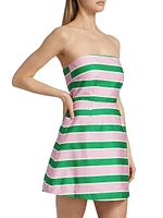 Beatrix Striped Linen-Cotton Strapless Minidress