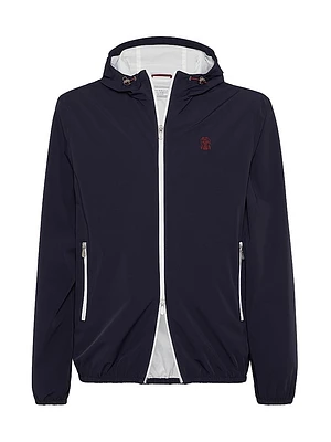Bonded Nylon Hooded Outerwear Jacket with Logo