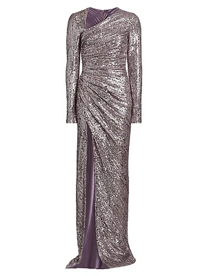 Sequined Ruched Gown