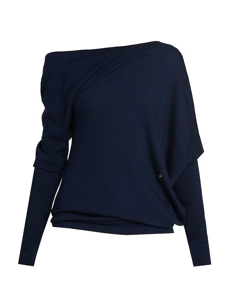 One-Shoulder Wool Knit Top