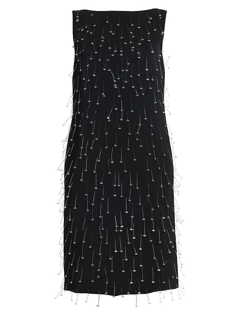 Embellished Crepe Knee-Length Dress