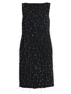 Embellished Crepe Knee-Length Dress