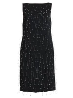 Embellished Crepe Knee-Length Dress