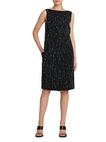 Embellished Crepe Knee-Length Dress