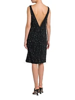 Embellished Crepe Knee-Length Dress