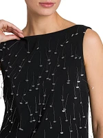 Embellished Crepe Knee-Length Dress