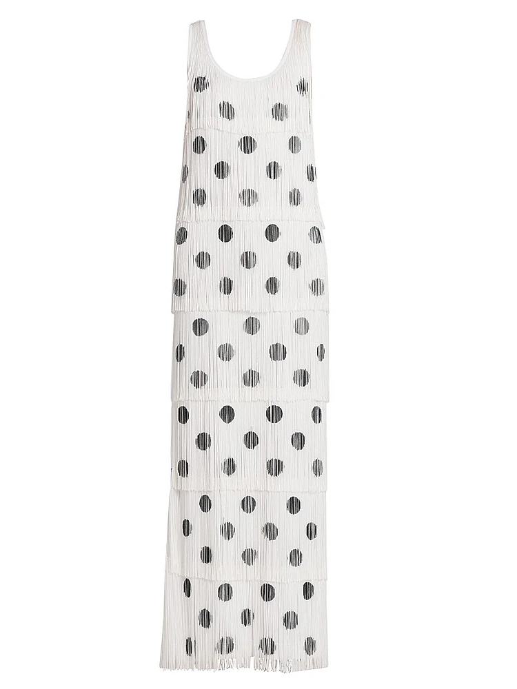 Polka Dot Fringe Maxi Dress