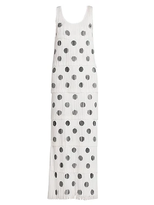 Polka Dot Fringe Maxi Dress