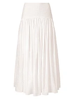 Procida Pleated Eyelet Maxi Skirt