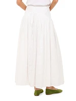 Procida Pleated Eyelet Maxi Skirt