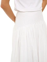 Procida Pleated Eyelet Maxi Skirt