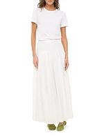 Procida Pleated Eyelet Maxi Skirt
