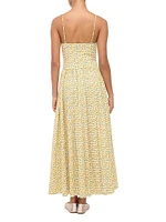 Dena Lemon Print Poplin Maxi Dress