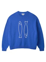 Giada Fish-Print Crewneck Sweater