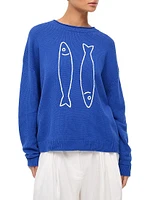 Giada Fish-Print Crewneck Sweater