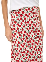 Angela Printed Bias-Cut Crepe Midi-Skirt