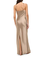 Cadence Beaded Satin Maxi Dress