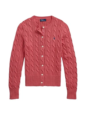 Slim Cable-Knit Crewneck Cardigan
