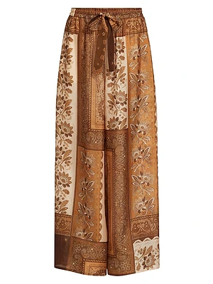 Lucky Floral Silk Relaxed-Fit Pants