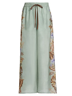 Coco Floral Silk Relaxed Cover-Up Pants